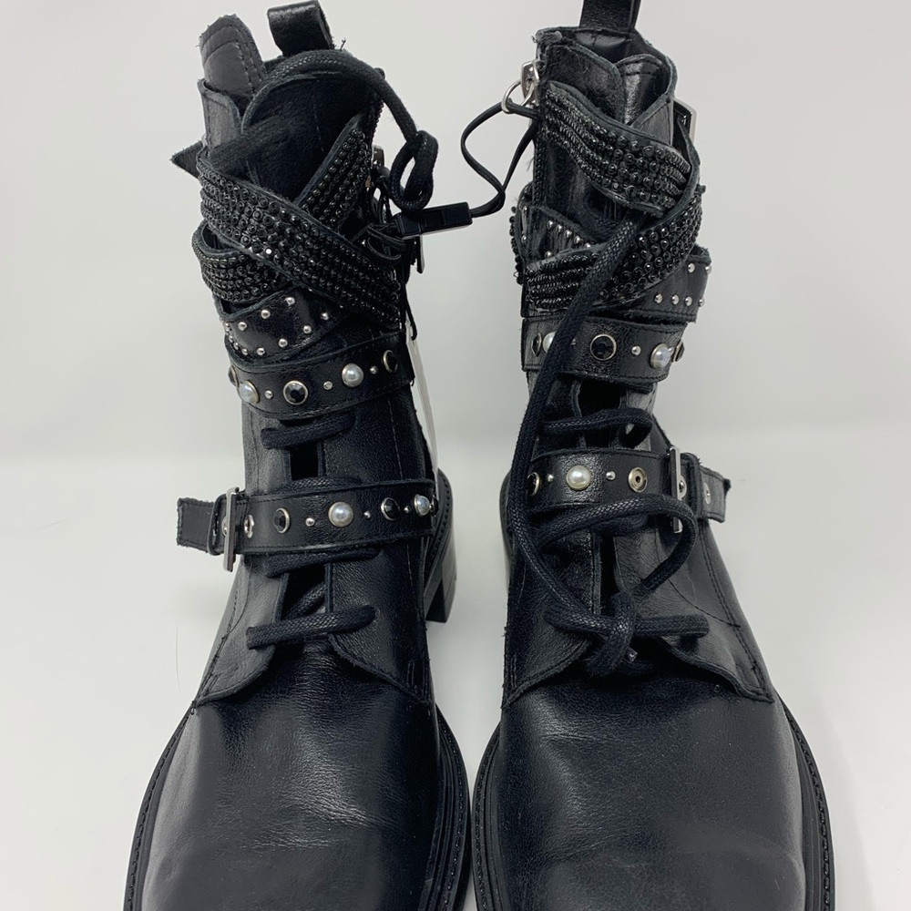 ZARA LOW HEELED LEATHER ANKLE BOOTS - Picture 12 of 16